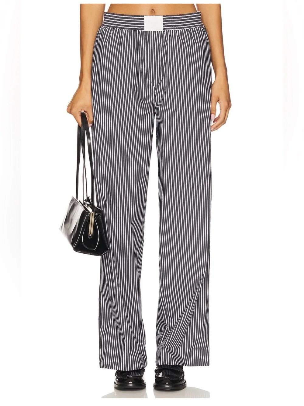 Lioness Black & White Pinstripe Wide Leg Pants Size Small